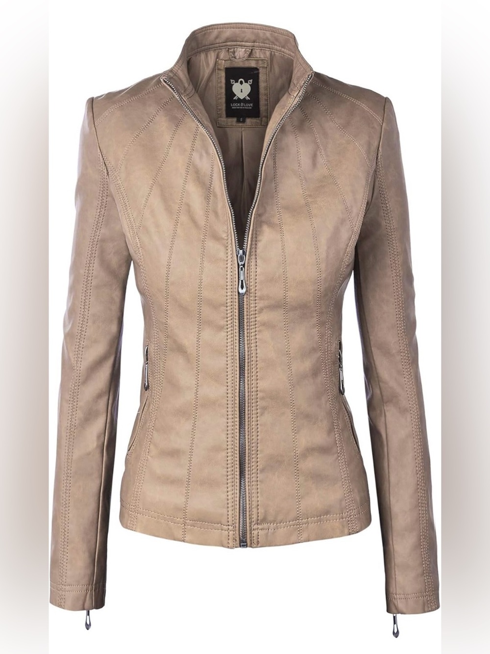 Lock and Love Slim Fit Stylish Vegan Leather Moto Jacket - Medium NWOT